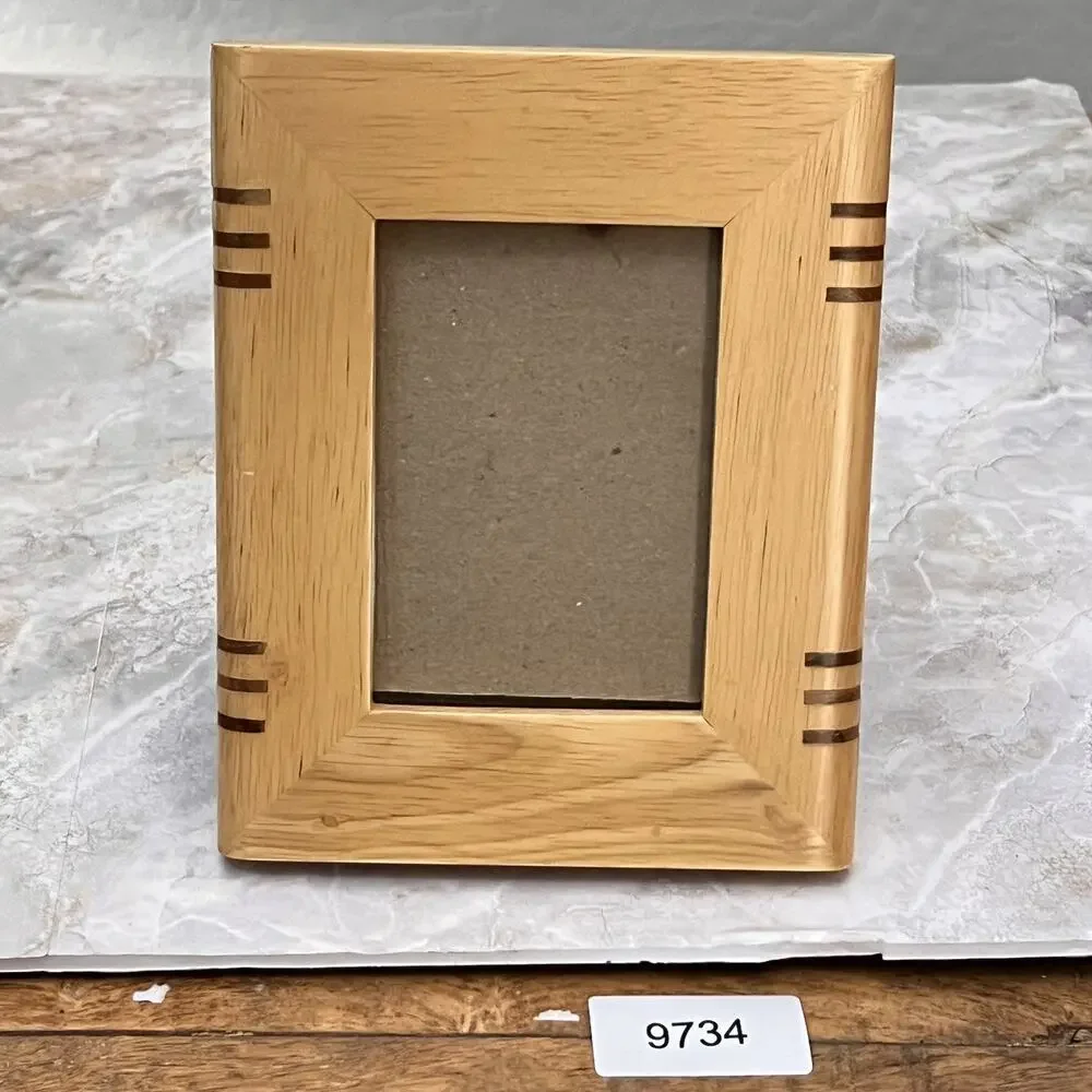 Vtg Art Deco Wooden Picture Frame Handcrafted Light Grain Marquetry Inlay MCM